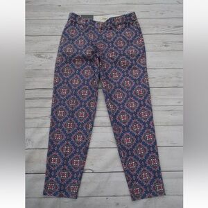 J. Crew Skimmer Pants Size 00 City Fit Blue Paisley